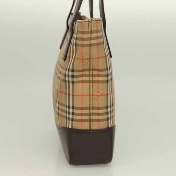 BURBERRY Nova Check Tote Bag Canvas Beige Silver Auth BA2880