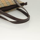 BURBERRY Nova Check Tote Bag Canvas Beige Silver Auth BA2880-7