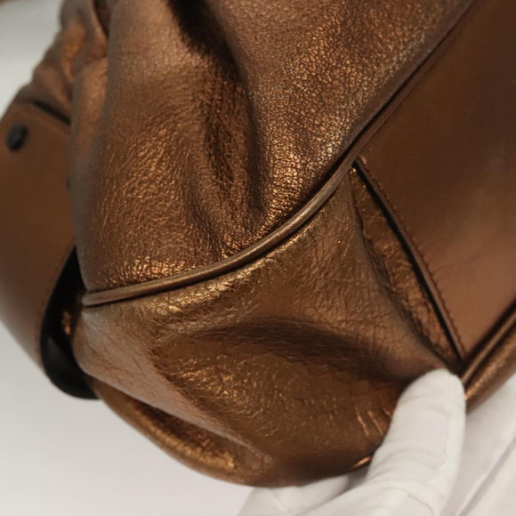 BURBERRY Shoulder Bag Leather Bronze Auth BA2881