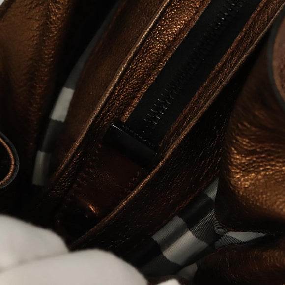 BURBERRY Shoulder Bag Leather Bronze Auth BA2881