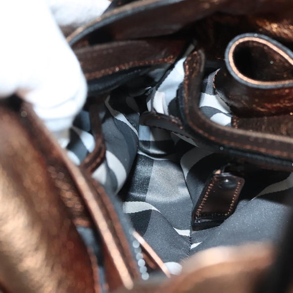 BURBERRY Shoulder Bag Leather Bronze Auth BA2881