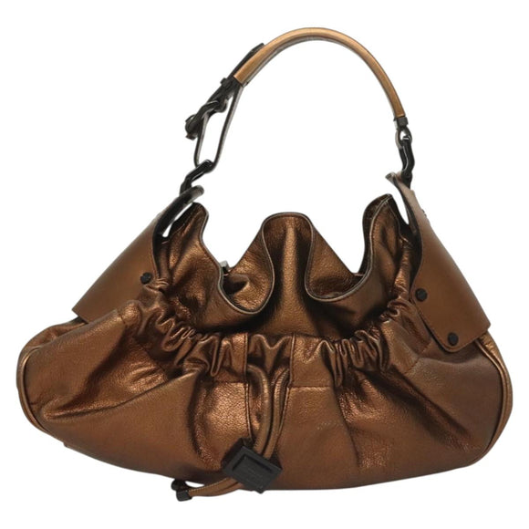 BURBERRY Shoulder Bag Leather Bronze Auth BA2881