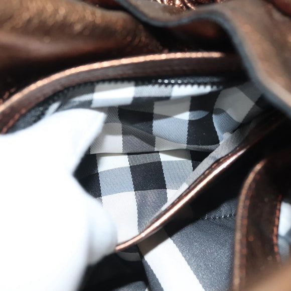 BURBERRY Shoulder Bag Leather Bronze Auth BA2881
