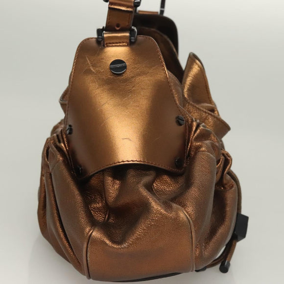 BURBERRY Shoulder Bag Leather Bronze Auth BA2881