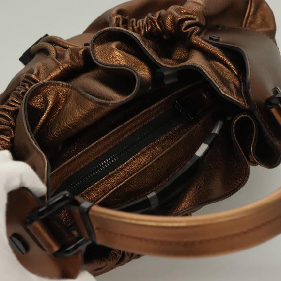 BURBERRY Shoulder Bag Leather Bronze Auth BA2881