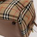 Burberrys Nova Check Boston Bag Canvas Beige Gold Auth BA2882-12