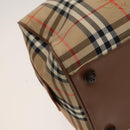 Burberrys Nova Check Boston Bag Canvas Beige Gold Auth BA2882-13