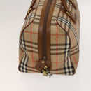 Burberrys Nova Check Boston Bag Canvas Beige Gold Auth BA2882-5