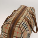 Burberrys Nova Check Boston Bag Canvas Beige Gold Auth BA2882-6