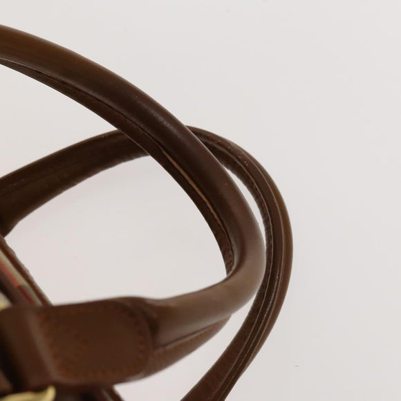 Burberrys Nova Check Boston Bag Canvas Beige Gold Auth BA2882