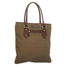 Salvatore Ferragamo Gancini Tote Bag Canvas Brown Silver Auth BA2887-1