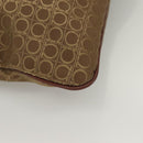 Salvatore Ferragamo Gancini Tote Bag Canvas Brown Silver Auth BA2887-15