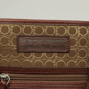 Salvatore Ferragamo Gancini Tote Bag Canvas Brown Silver Auth BA2887-17