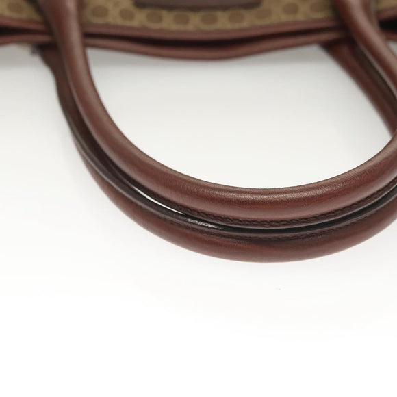 Salvatore Ferragamo Gancini Tote Bag Canvas Brown Silver Auth BA2887