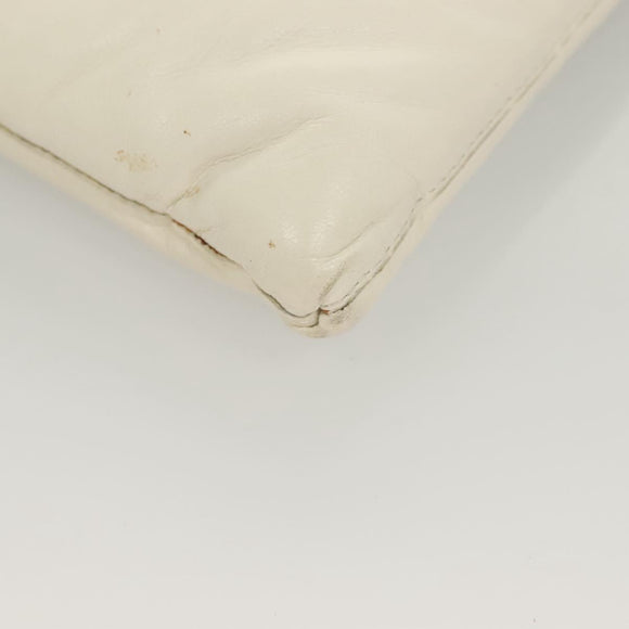 BOTTEGA VENETA MAXI INTRECCIATO Clutch Bag Leather Silver White Auth BA2892