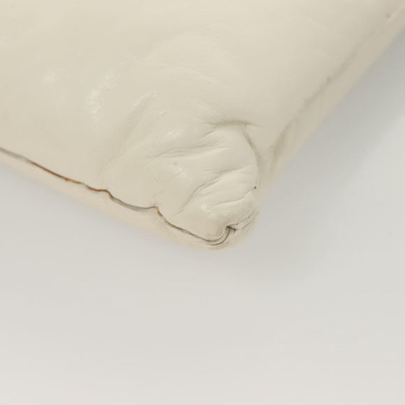 BOTTEGA VENETA MAXI INTRECCIATO Clutch Bag Leather Silver White Auth BA2892