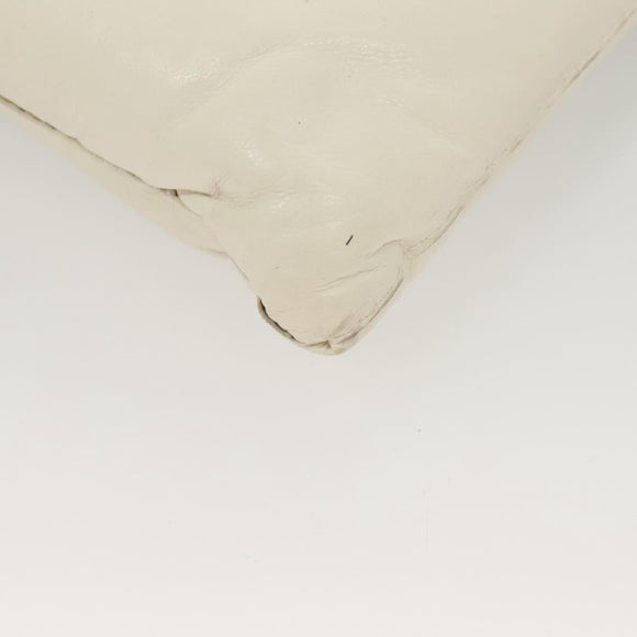 BOTTEGA VENETA MAXI INTRECCIATO Clutch Bag Leather Silver White Auth BA2892