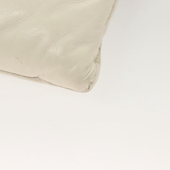 BOTTEGA VENETA MAXI INTRECCIATO Clutch Bag Leather Silver White Auth BA2892