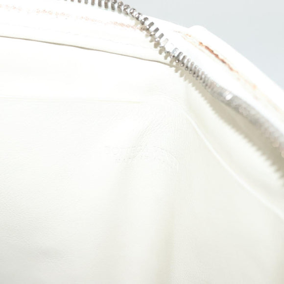 BOTTEGA VENETA MAXI INTRECCIATO Clutch Bag Leather Silver White Auth BA2892