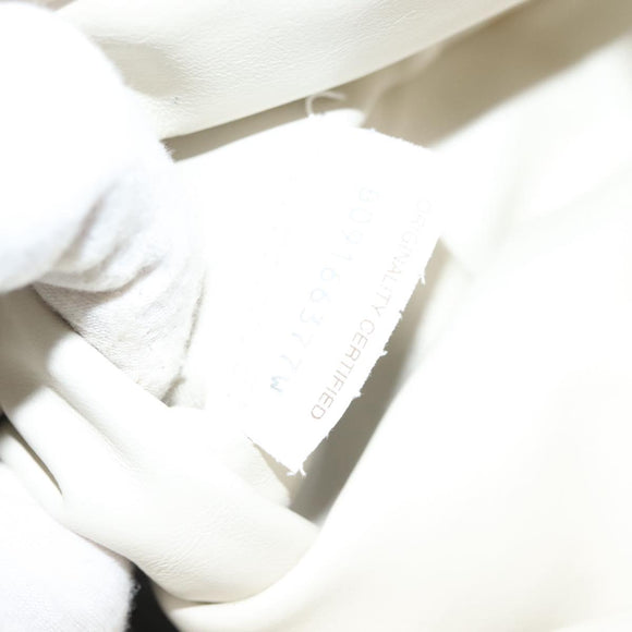 BOTTEGA VENETA MAXI INTRECCIATO Clutch Bag Leather Silver White Auth BA2892