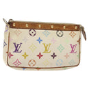 LOUIS VUITTON Multicolor Pochette Accessoires Pouch White M92649 Auth BA2896-1