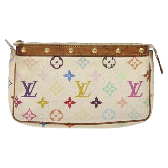 LOUIS VUITTON Multicolor Pochette Accessoires Pouch White M92649 Auth BA2896