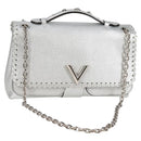 LOUIS VUITTON Chain Very Shoulder Bag Leather Silver M43201 LV Auth BA2904M-1
