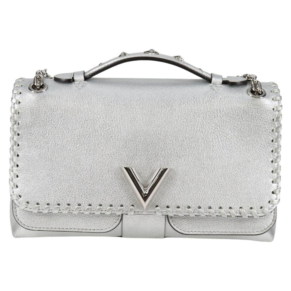 LOUIS VUITTON Chain Very Shoulder Bag Leather Silver M43201 LV Auth BA2904M