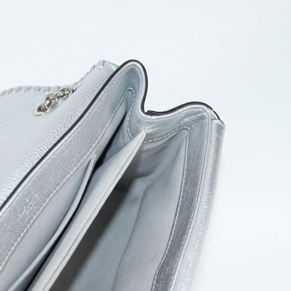 LOUIS VUITTON Chain Very Shoulder Bag Leather Silver M43201 LV Auth BA2904M