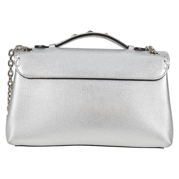 LOUIS VUITTON Chain Very Shoulder Bag Leather Silver M43201 LV Auth BA2904M