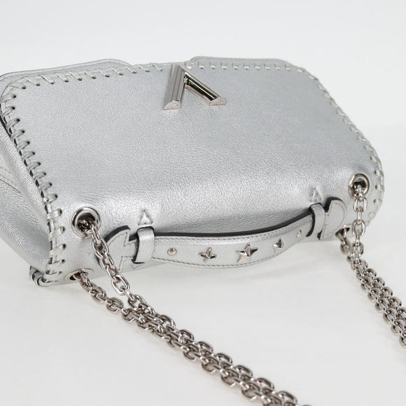 LOUIS VUITTON Chain Very Shoulder Bag Leather Silver M43201 LV Auth BA2904M