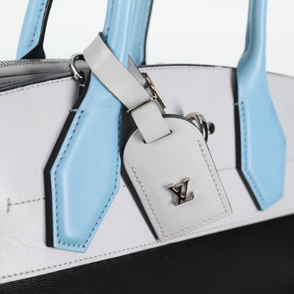 LOUIS VUITTON City Steamer MM Bag Calf leather Black Gray M42435 LV Auth BA2906V