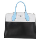 LOUIS VUITTON City Steamer MM Bag Calf leather Black Gray M42435 LV Auth BA2906V-2