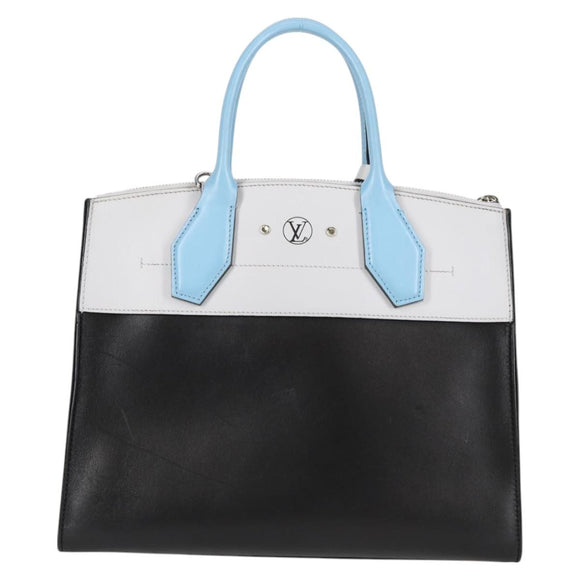 LOUIS VUITTON City Steamer MM Bag Calf leather Black Gray M42435 LV Auth BA2906V