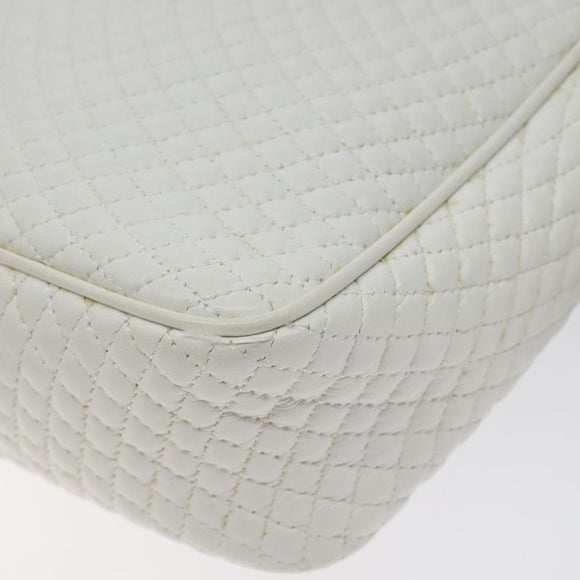 BALLY Chain Shoulder Bag Leather White Gold Auth BA2907