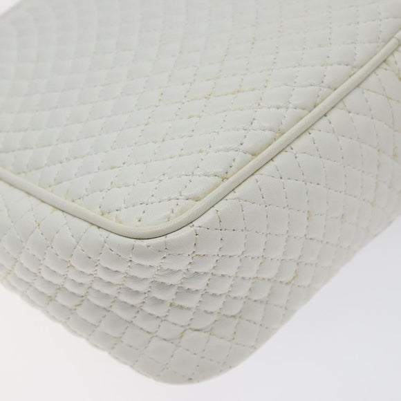 BALLY Chain Shoulder Bag Leather White Gold Auth BA2907