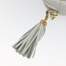 BALLY Chain Shoulder Bag Leather White Gold Auth BA2907-10