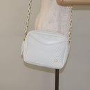BALLY Chain Shoulder Bag Leather White Gold Auth BA2907-22