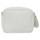 BALLY Chain Shoulder Bag Leather White Gold Auth BA2907-2