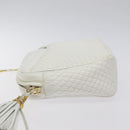 BALLY Chain Shoulder Bag Leather White Gold Auth BA2907-4