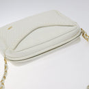 BALLY Chain Shoulder Bag Leather White Gold Auth BA2907-6