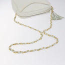 BALLY Chain Shoulder Bag Leather White Gold Auth BA2907-7