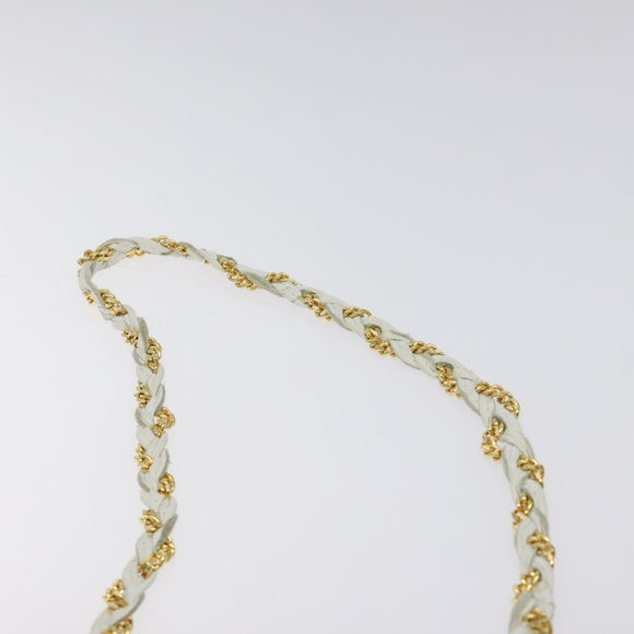 BALLY Chain Shoulder Bag Leather White Gold Auth BA2907