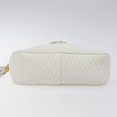 BALLY Chain Shoulder Bag Leather White Gold Auth BA2907-5