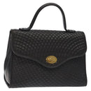 BALLY Hand Bag Leather Black Gold Auth BA2909-1