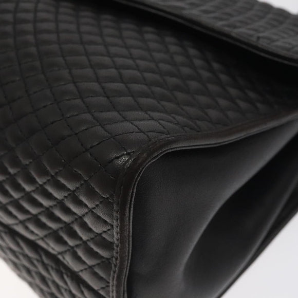 BALLY Hand Bag Leather Black Gold Auth BA2909