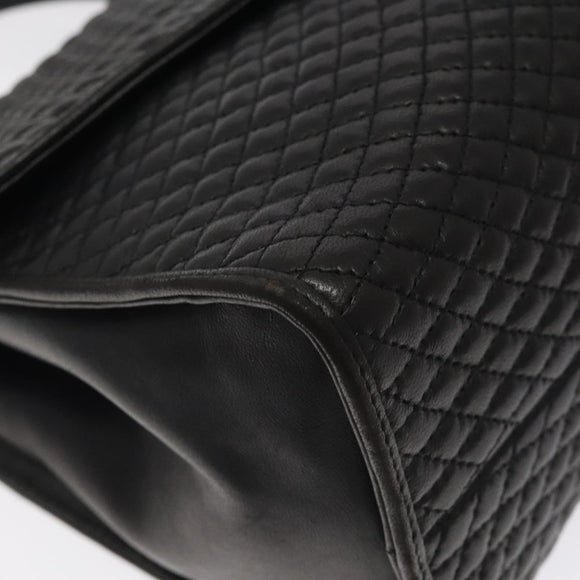 BALLY Hand Bag Leather Black Gold Auth BA2909