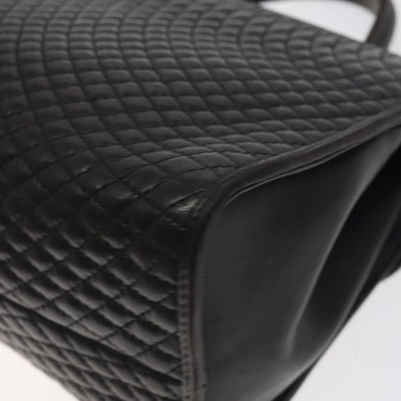 BALLY Hand Bag Leather Black Gold Auth BA2909