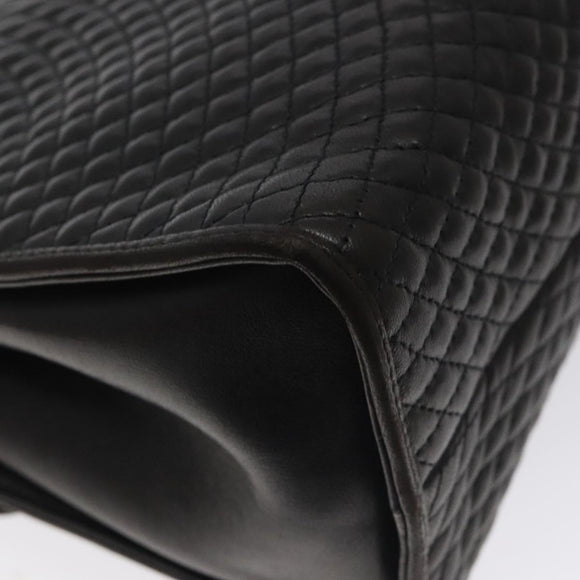 BALLY Hand Bag Leather Black Gold Auth BA2909