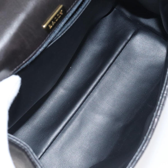 BALLY Hand Bag Leather Black Gold Auth BA2909